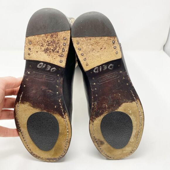 Coach Brown/Tan Chrissi Leather & Logo Print Riding Boots Women's Sz 7.5 Pull On - Picture 7 of 10